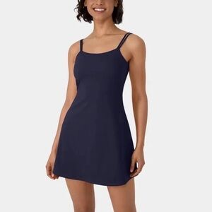 Halara Cloudful Double Straps Twisted Back Athletic Dress, Large, Navy Blue